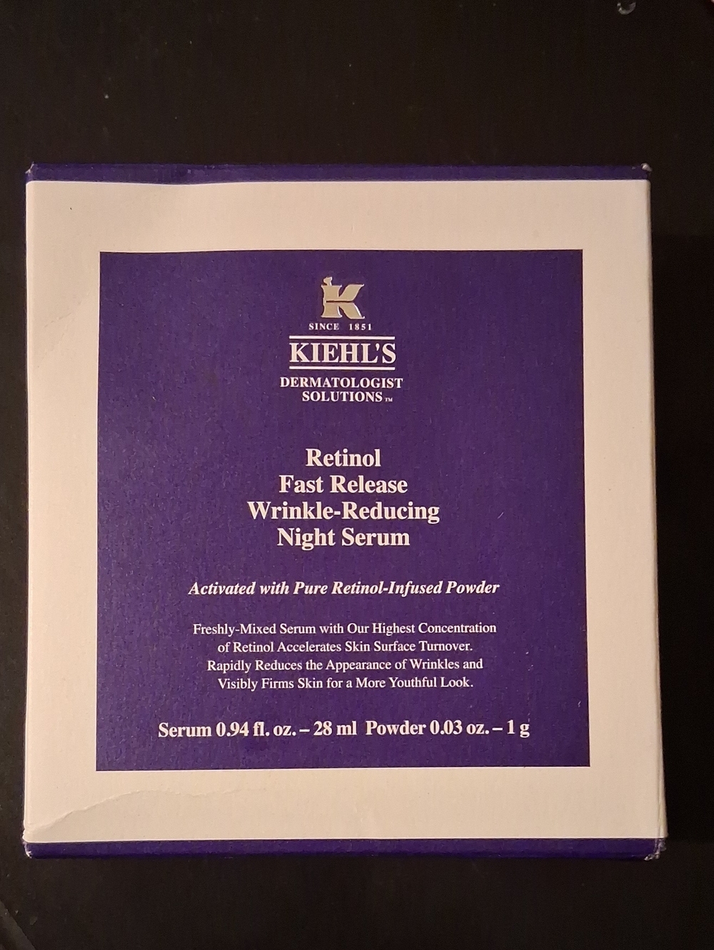 BNIB Kiehl's Retinol Fast Release Wrinkle-Reducing Night Serum .94 Oz